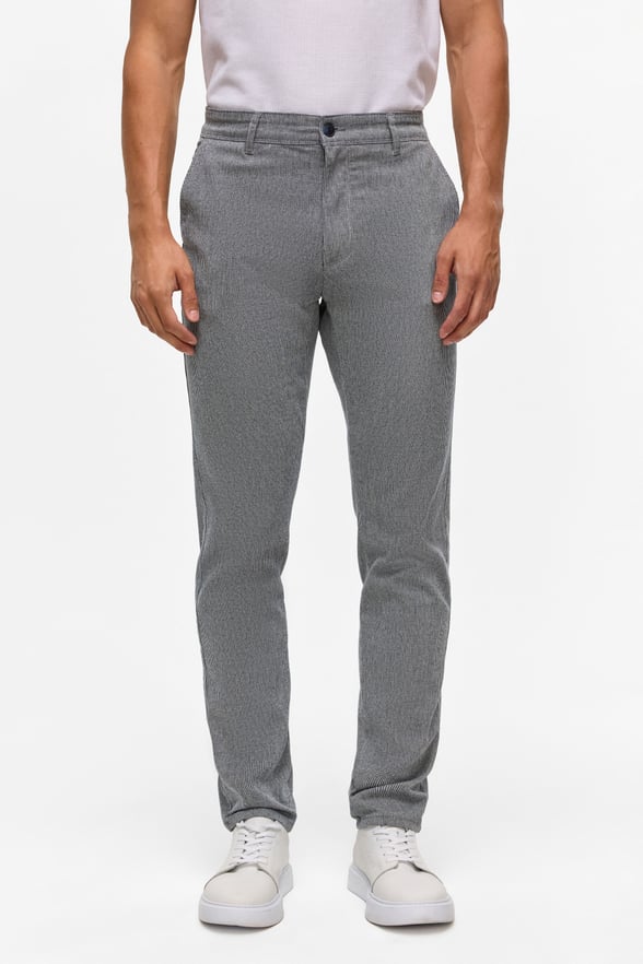 Lacivert Slim Armürlü Kanvas Pantolon