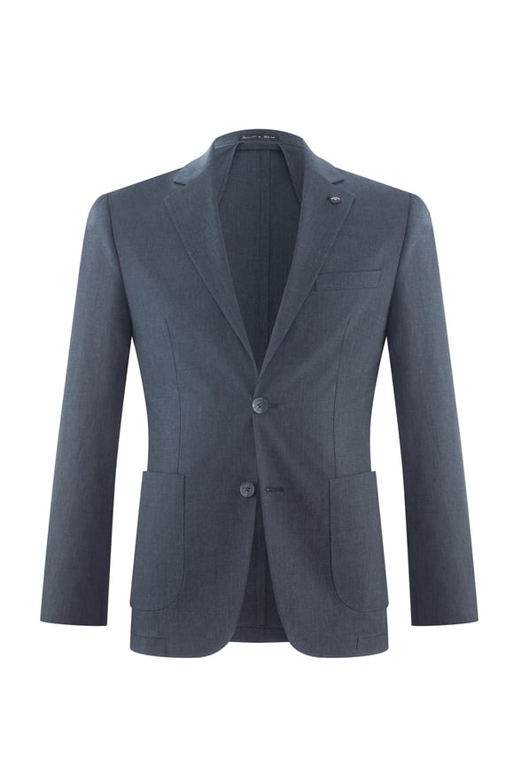 Lacivert Slim Armürlü Mono Yaka 6 Drop Takım Elbise