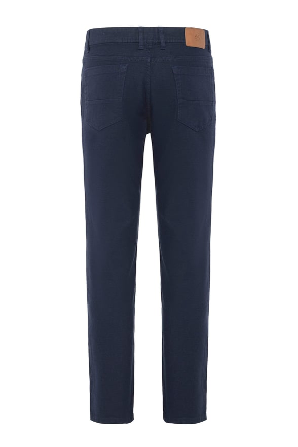 Lacivert Slim Armürlü Pantolon