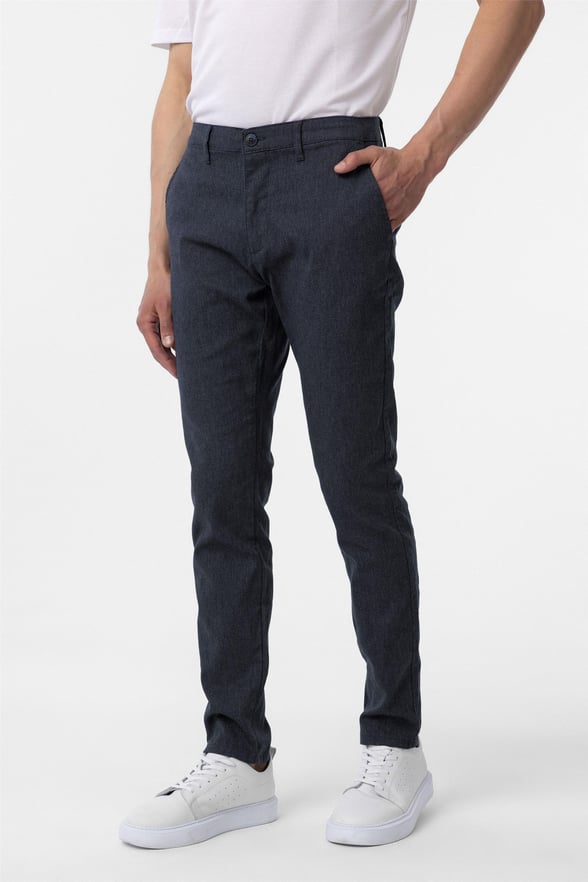 Lacivert Slim Armürlü Pantolon
