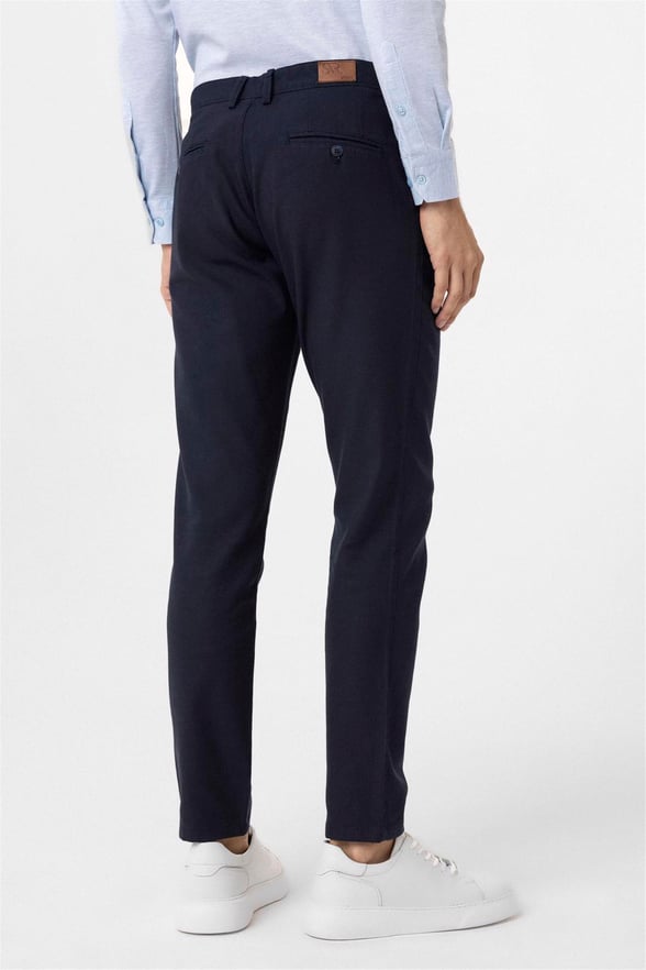 Lacivert Slim Armürlü Pantolon