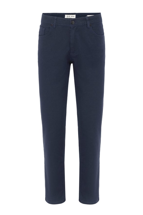 Lacivert Slim Armürlü Pantolon