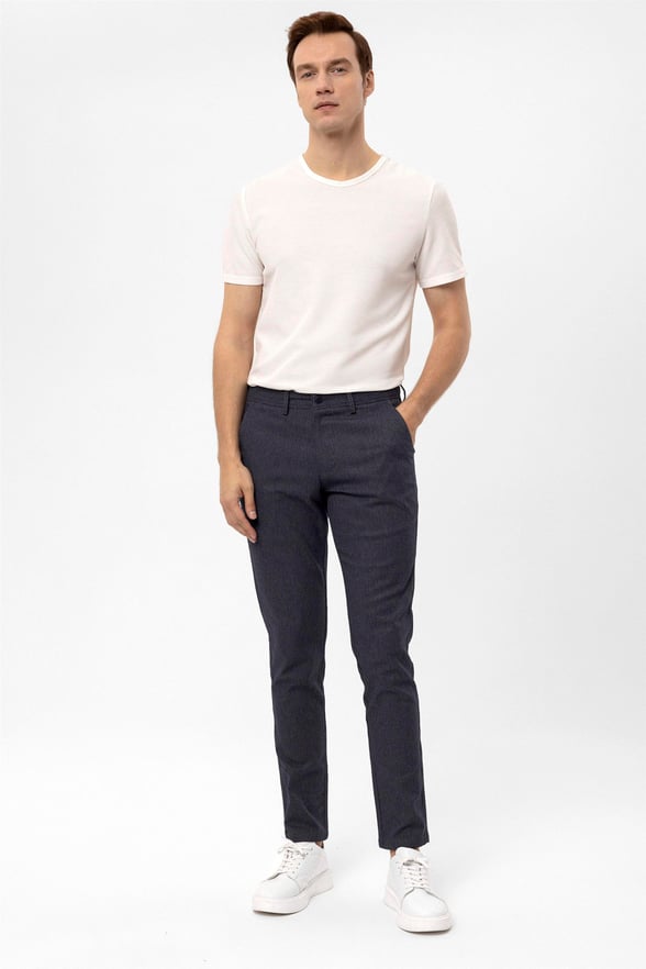 Lacivert Slim Armürlü   Pantolon