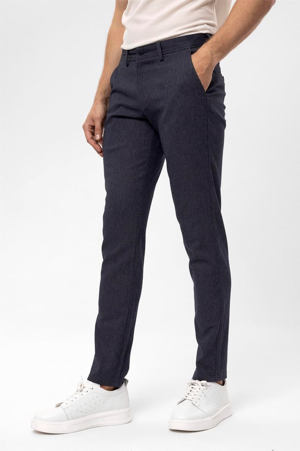Lacivert Slim Armürlü   Pantolon