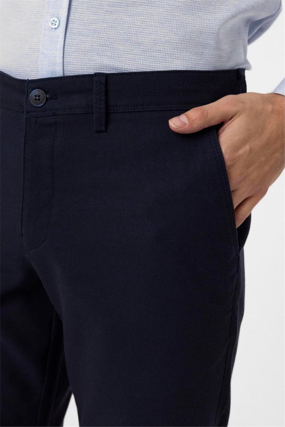 Lacivert Slim Armürlü Pantolon
