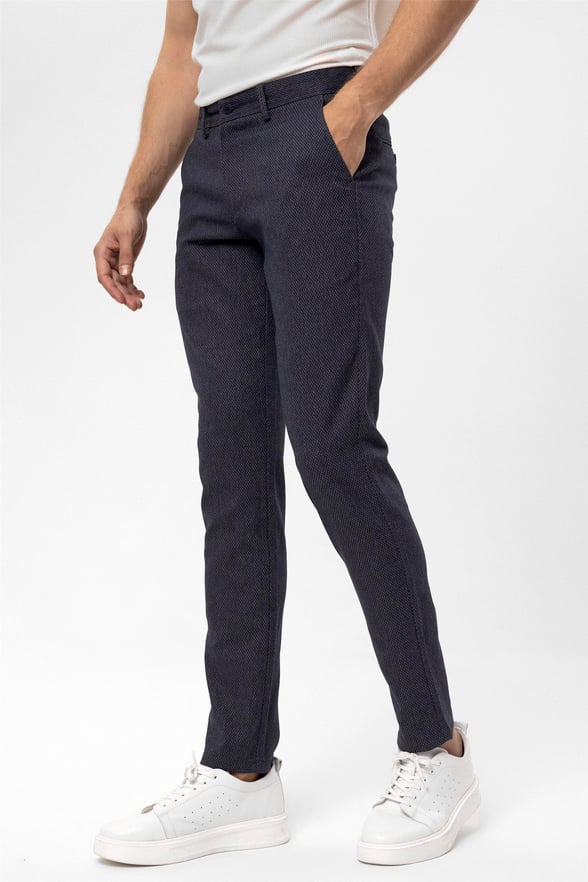 Lacivert Slim Armürlü   Pantolon