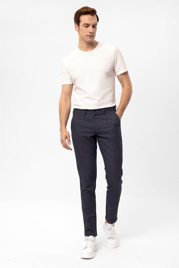 Lacivert Slim Armürlü   Pantolon