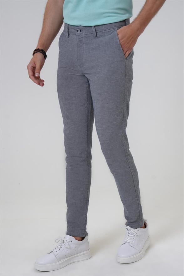 Lacivert Slim Armürlü Pantolon