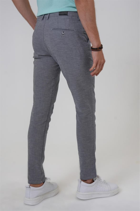 Lacivert Slim Armürlü Pantolon