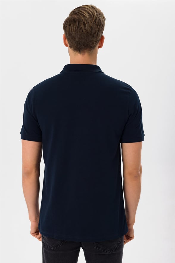 Lacivert Slim Armürlü Polo Yaka  Tişört