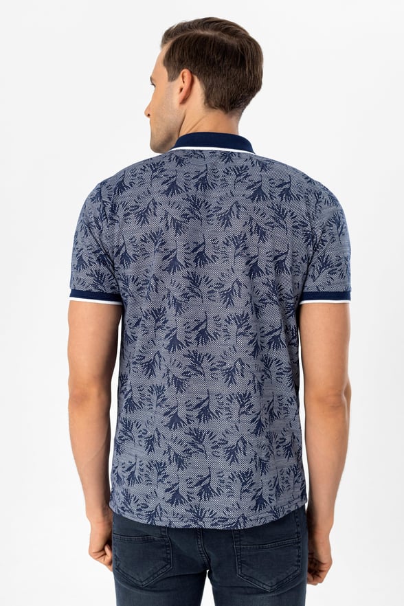 Lacivert Slim Armürlü Polo Yaka Tişört