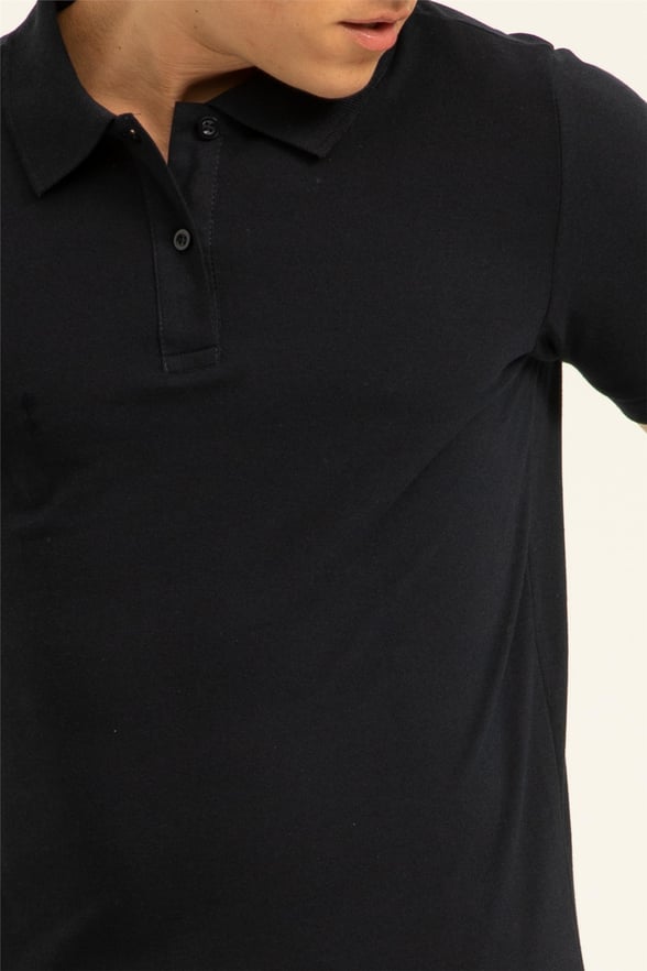 Lacivert Slim Armürlü Polo Yaka  Tişört