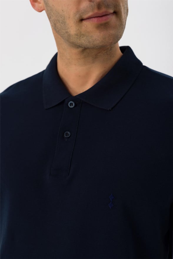 Lacivert Slim Armürlü Polo Yaka  Tişört