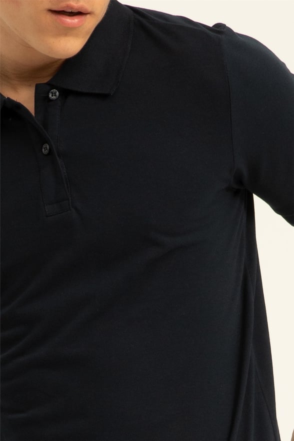 Lacivert Slim Armürlü Polo Yaka  Tişört