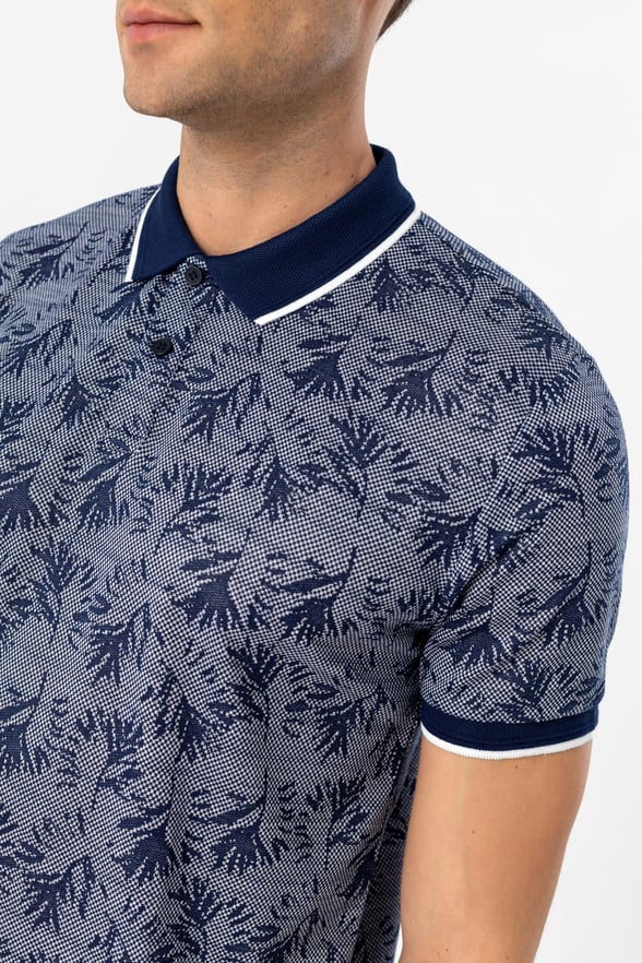Lacivert Slim Armürlü Polo Yaka Tişört
