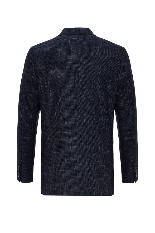 Lacivert Slim Armürlü Sivri Yaka 6 Drop                                                       Ceket