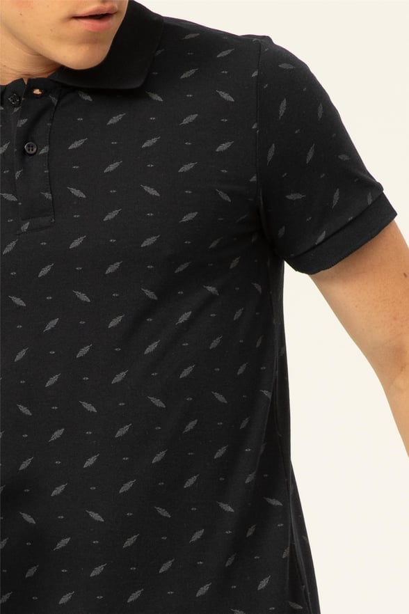 Lacivert Slim Baskılı Polo Yaka  Tişört