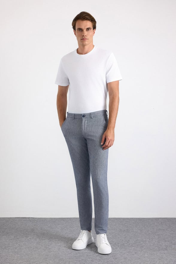 Lacivert Slim Casual Pantolon
