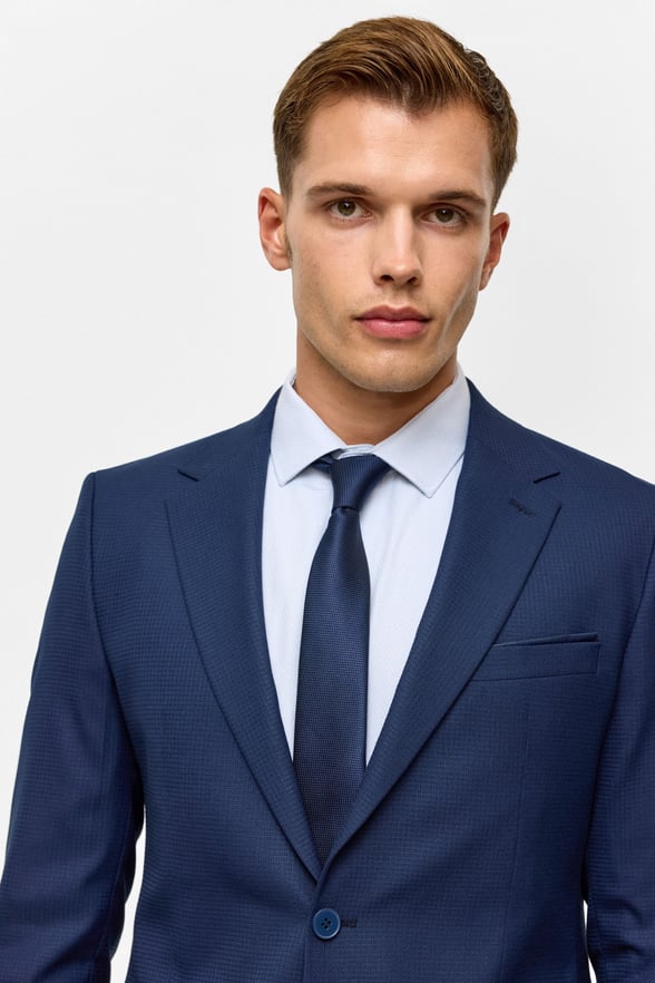 Lacivert Slim Desenli 6 Drop Takım Elbise