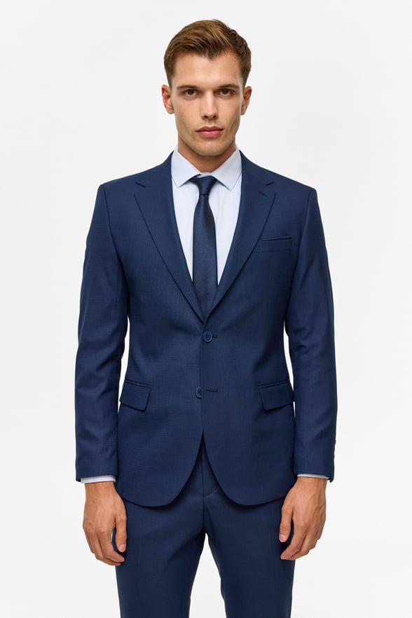 Lacivert Slim Desenli 6 Drop Takım Elbise
