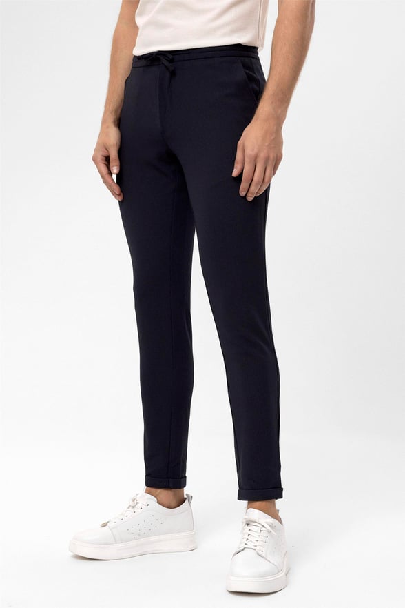 Lacivert Slim Desenli   Jogger Pantolon