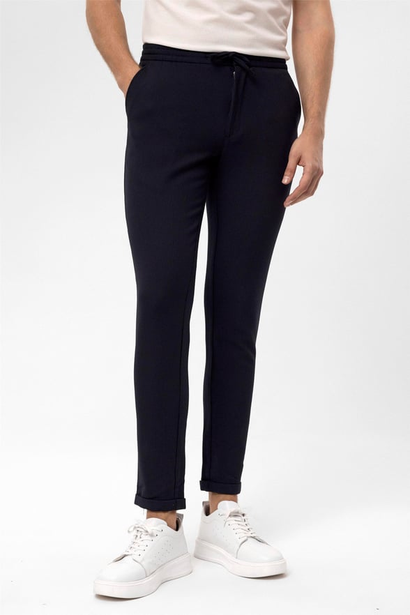 Lacivert Slim Desenli   Jogger Pantolon