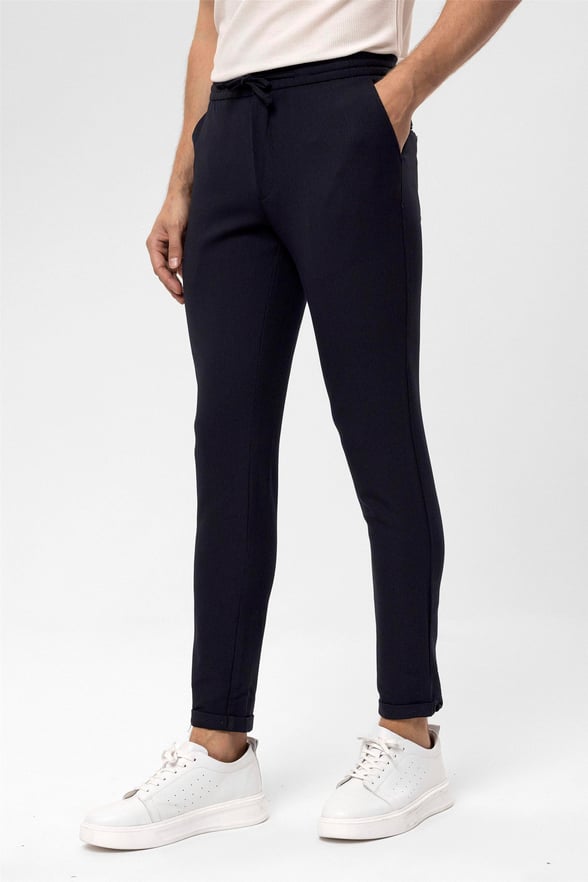 Lacivert Slim Desenli   Jogger Pantolon