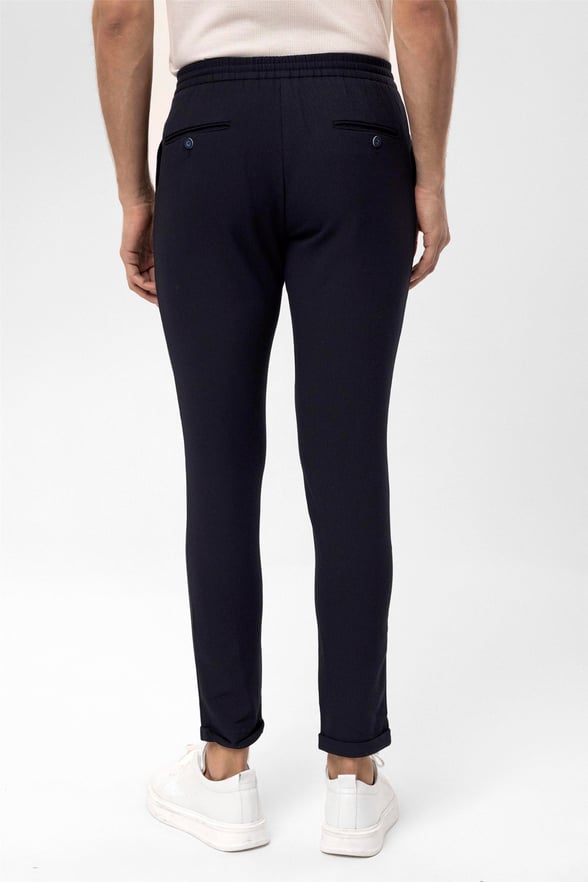 Lacivert Slim Desenli   Jogger Pantolon