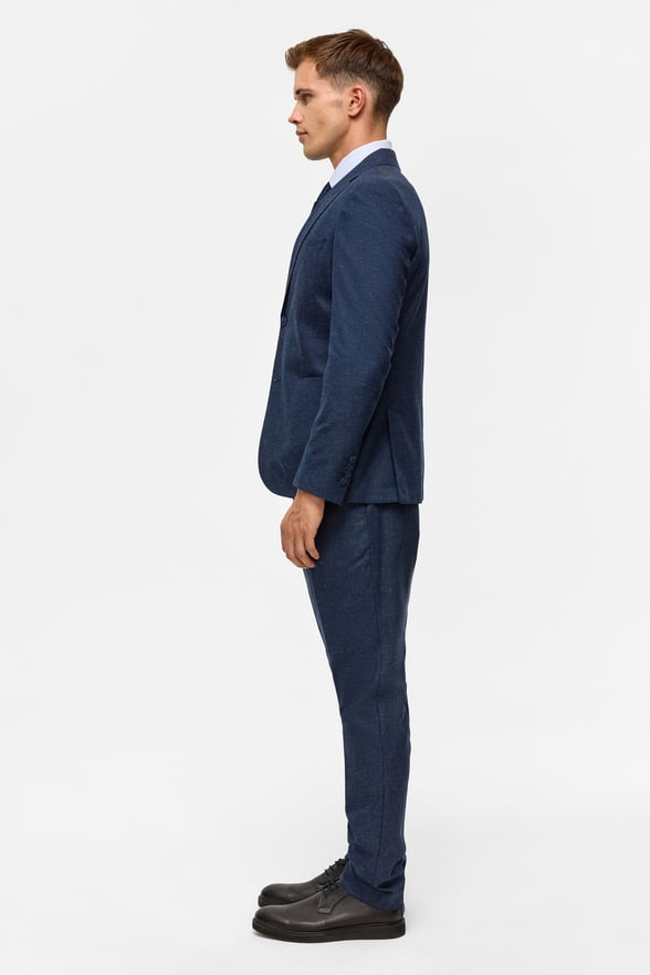 Lacivert Slim Desenli Mono Yaka 6 Drop Takım Elbise