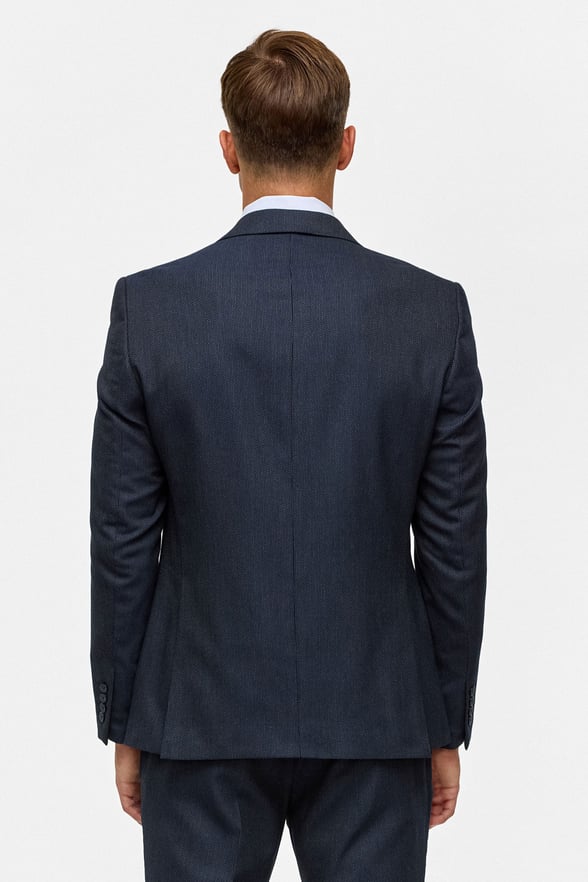 Lacivert Slim Desenli Mono Yaka 6 Drop Yelekli Takım Elbise