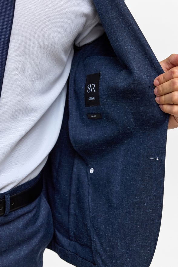 Lacivert Slim Desenli Mono Yaka 6 Drop Takım Elbise
