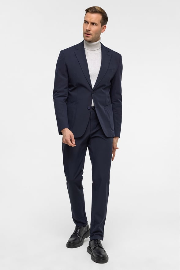 Lacivert Slim Desenli Mono Yaka 6 Drop Takım Elbise