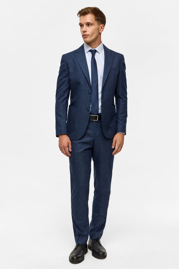 Lacivert Slim Desenli Mono Yaka 6 Drop Takım Elbise