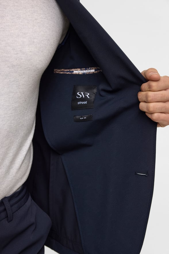 Lacivert Slim Desenli Mono Yaka 6 Drop Takım Elbise