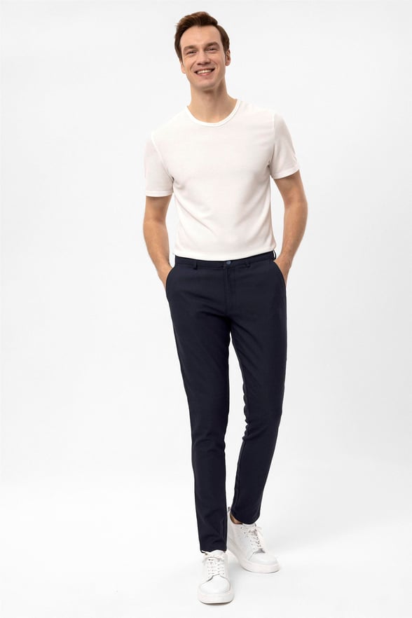 Lacivert Slim Desenli   Pantolon