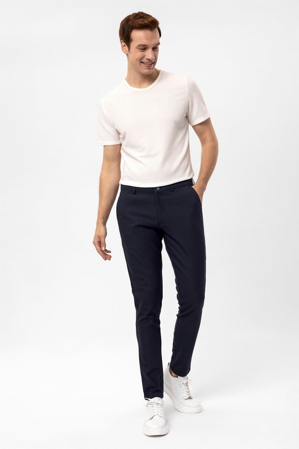 Lacivert Slim Desenli   Pantolon