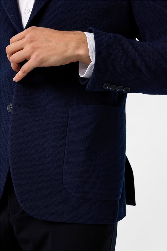 Lacivert Slim Desenli Sivri Yaka 6 Drop Ceket