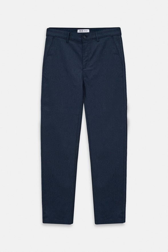 Lacivert Slim Düz Armürlü Normal Bel Casual Pantolon
