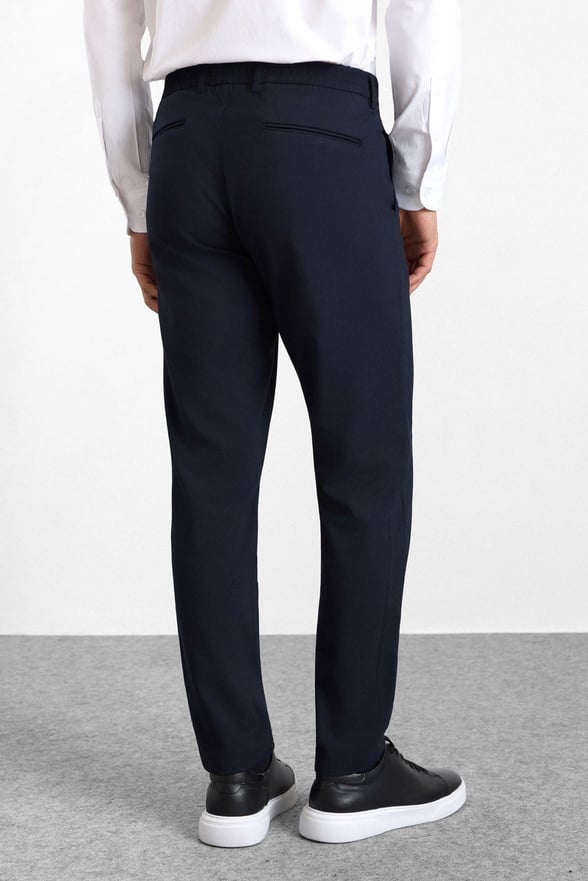 Lacivert Slim Düz Bezayağı Yarım Lastikli Jogger Pantolon