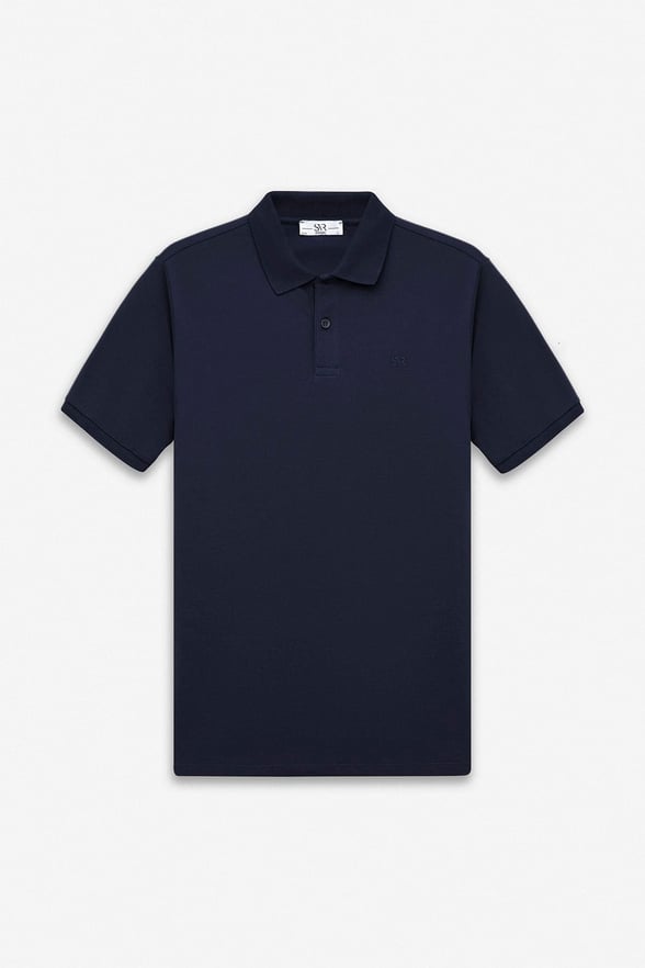 Lacivert Slim Düz Düğmeli Polo Yaka Tişört