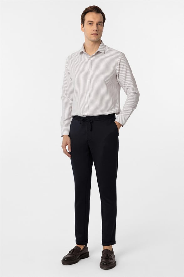 Lacivert Slim Düz Jogger Pantolon