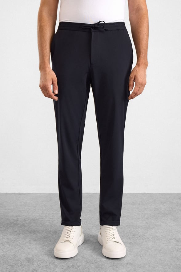 Lacivert Slim Düz Jogger Pantolon