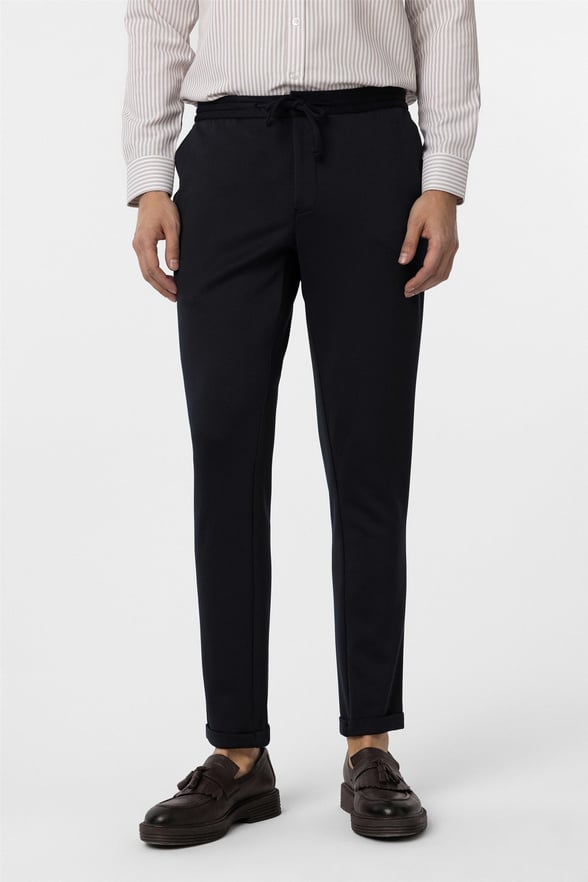 Lacivert Slim Düz Jogger Pantolon