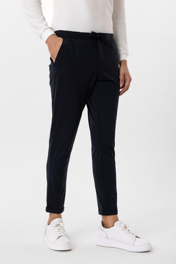 Lacivert Slim Düz Jogger Pantolon