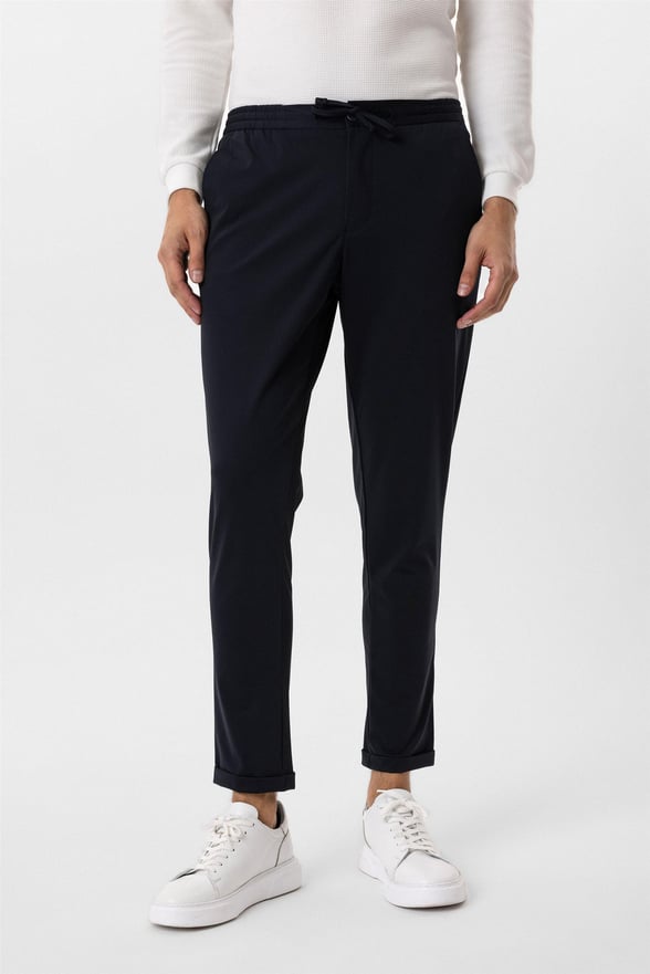 Lacivert Slim Düz Jogger Pantolon