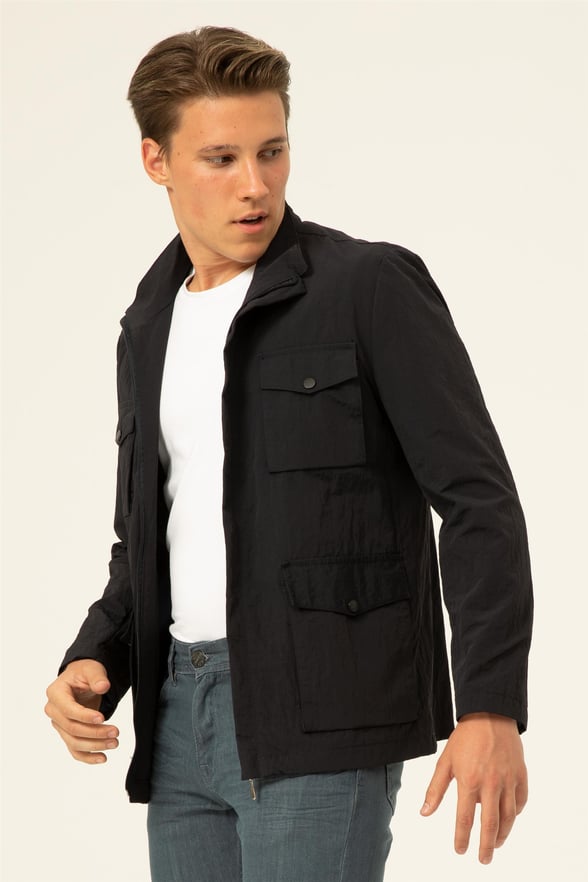 Lacivert Slim Düz   Mont