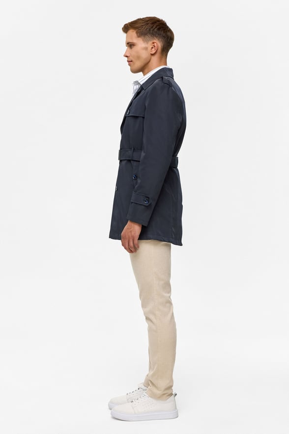 Lacivert Slim Düz Mont