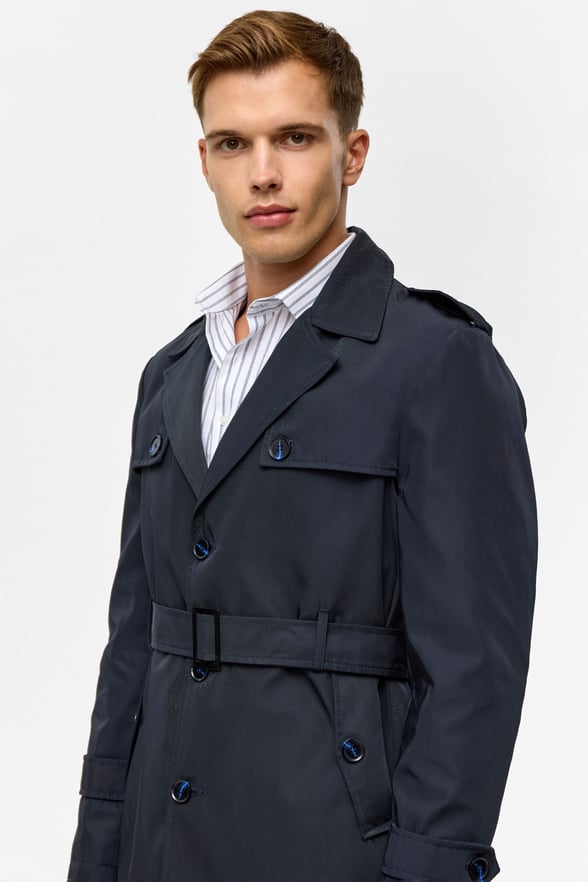 Lacivert Slim Düz Mont