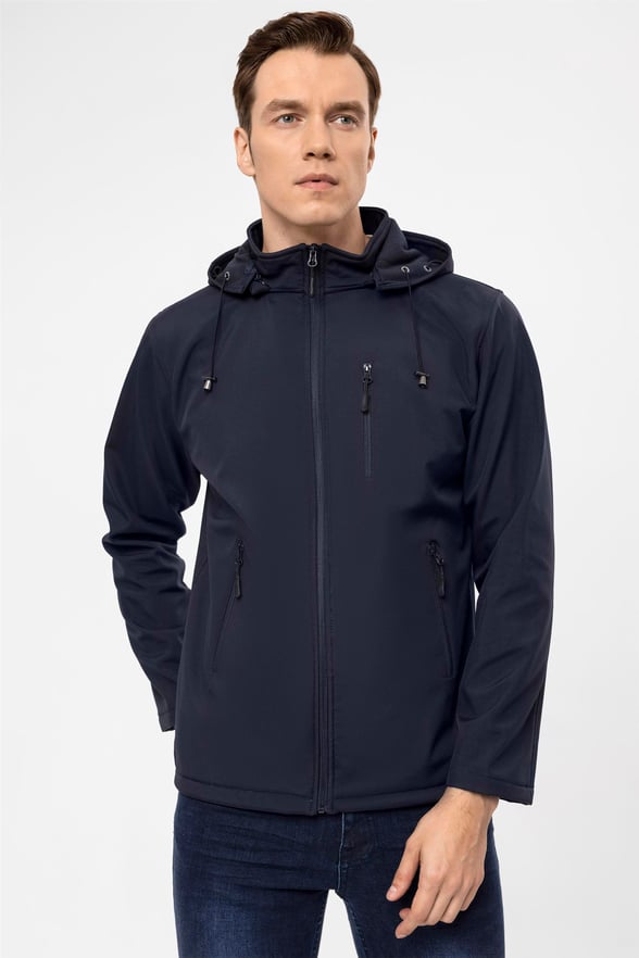 Lacivert Slim Düz   Mont