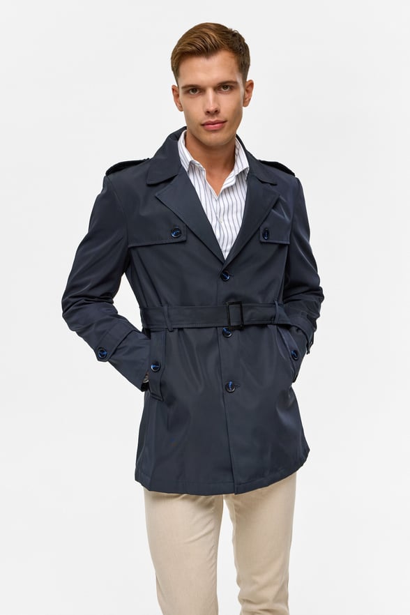 Lacivert Slim Düz Mont